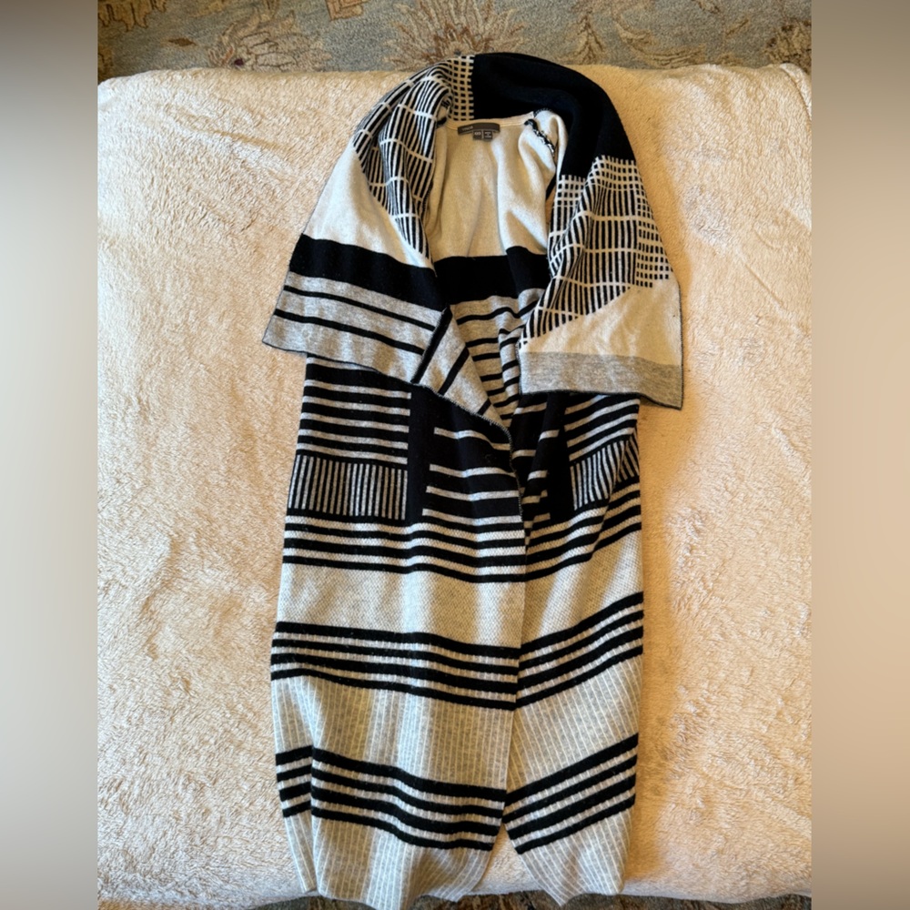 Vince Black and Cream Cashmere Long Vest